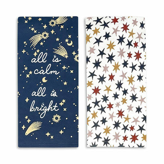 St. Nicholas Square® All Is Bright Kitchen Towel 2-pk., Blue Stars