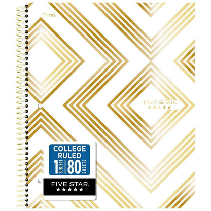 1 Subject Wide Ruled Notebook Golden Linear Poly Spiral