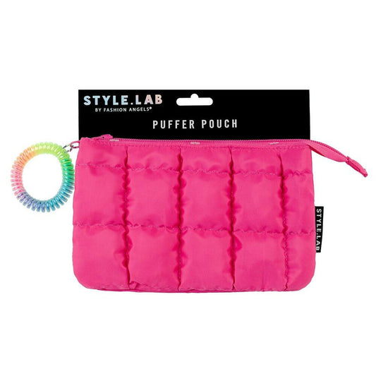 Style Lab Expandable Quilted Puffer Pouch Neon Pink