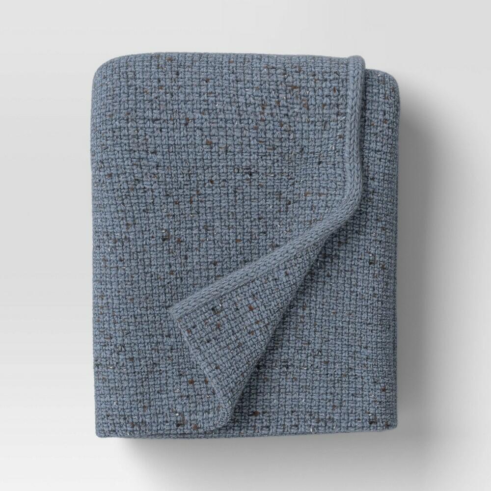 Marled Knit Throw Blue - Threshold™