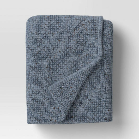 Marled Knit Throw Blue - Threshold™