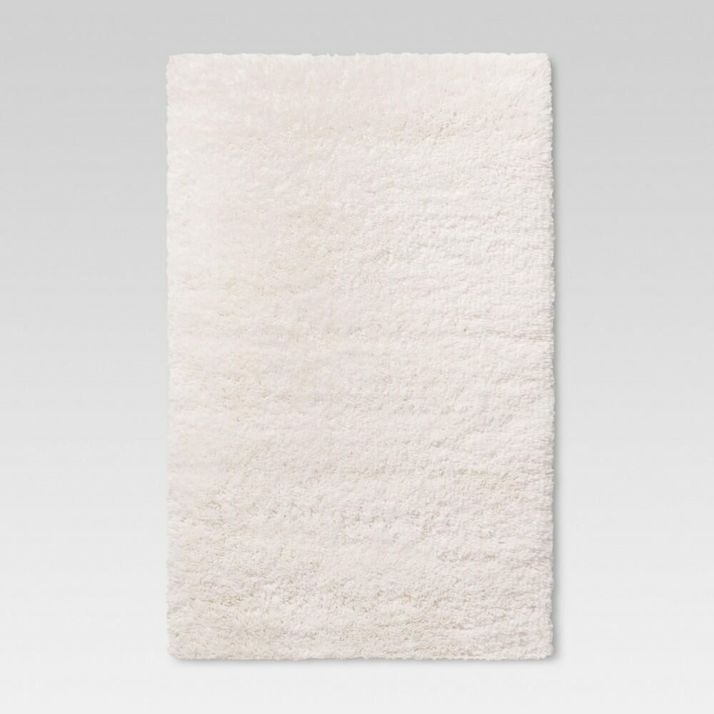 4'x5'6" Washable Plush Shag Accent Rug Cream - Room Essentials