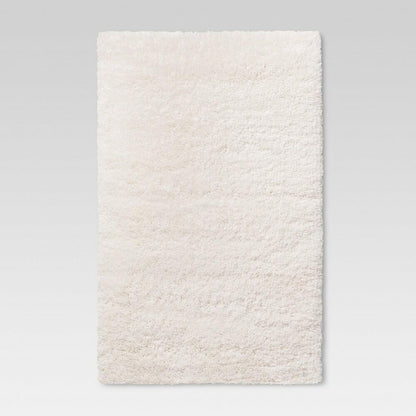 4'x5'6" Washable Plush Shag Accent Rug Cream - Room Essentials