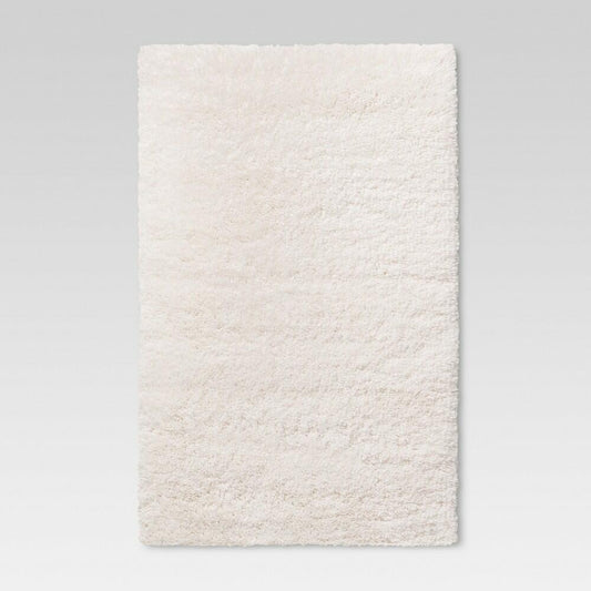4'x5'6" Washable Plush Shag Accent Rug Cream - Room Essentials