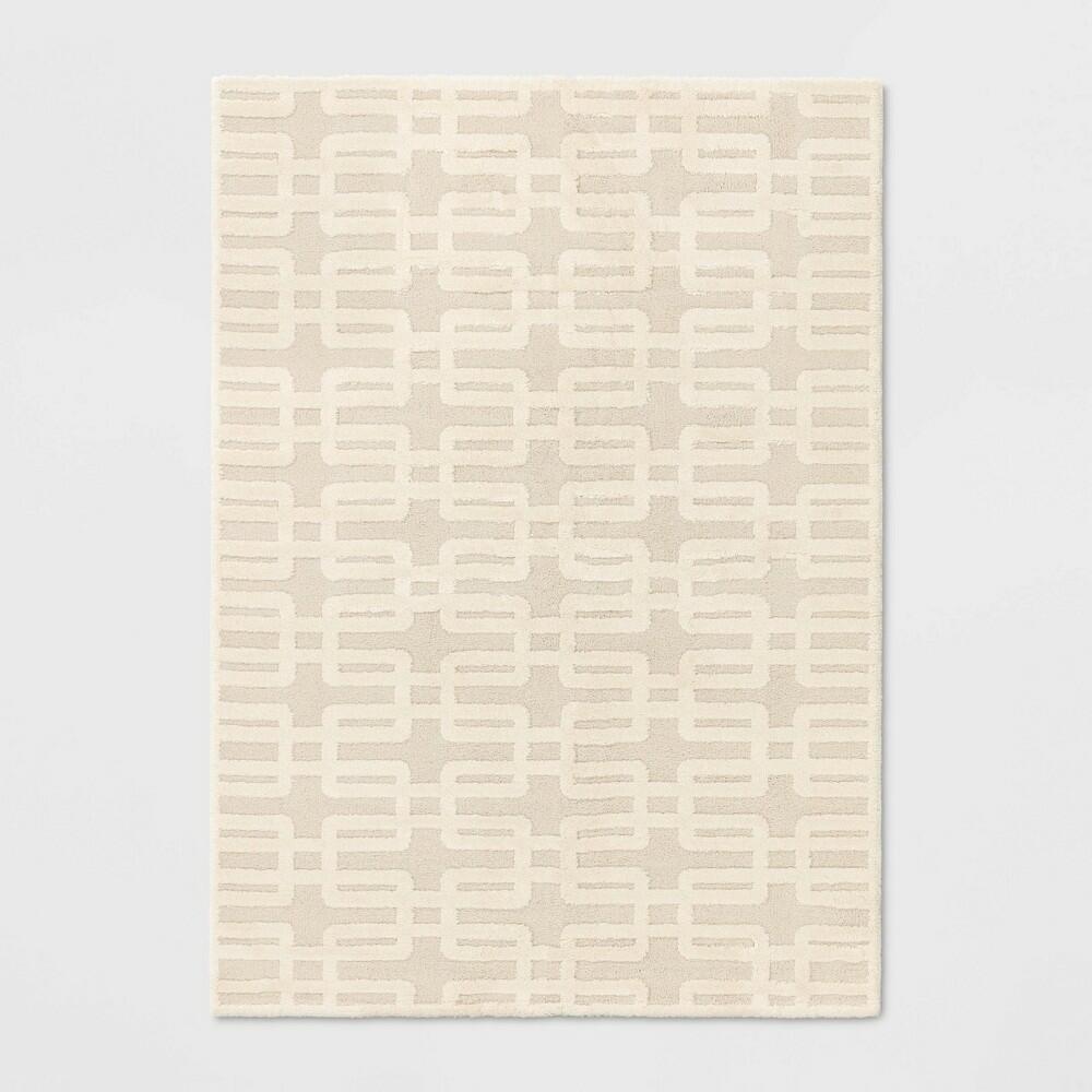 5'x7' High Low Geo Area Rug Ivory - Threshold™