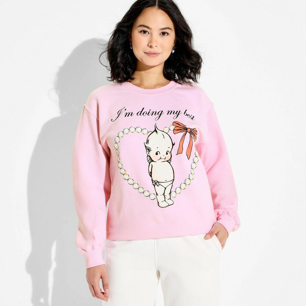 XXS Women's Doing My Best Kewpie Sweatshirt, Light Pink