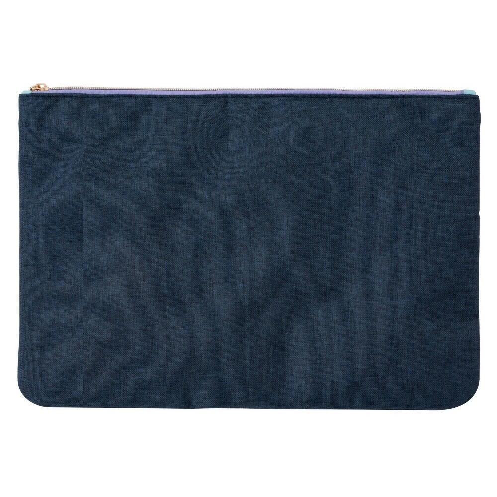 Zip Top Canvas Laptop Pouch Navy Blue