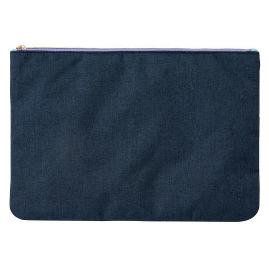 Zip Top Canvas Laptop Pouch Navy Blue