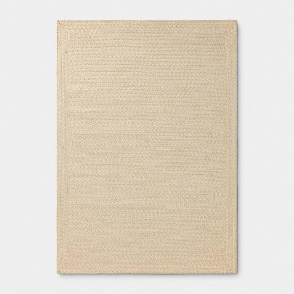 5'x7' Natural Woven Rectangular Braided Outdoor Area Rug Heathered Cream - Threshold