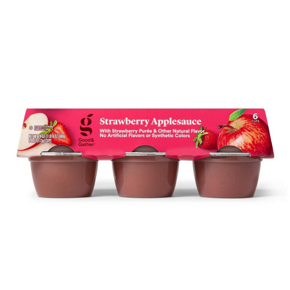 Strawberry Applesauce Cups - 24oz/6pk BB Apr 2028