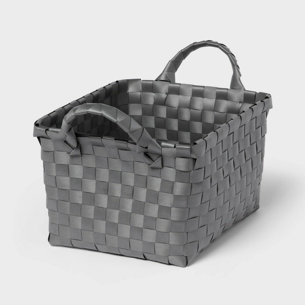 Woven Plastic Basket Small Gray - Brightroom™