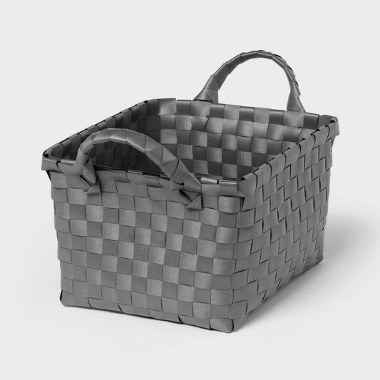 Woven Plastic Basket Small Gray - Brightroom™