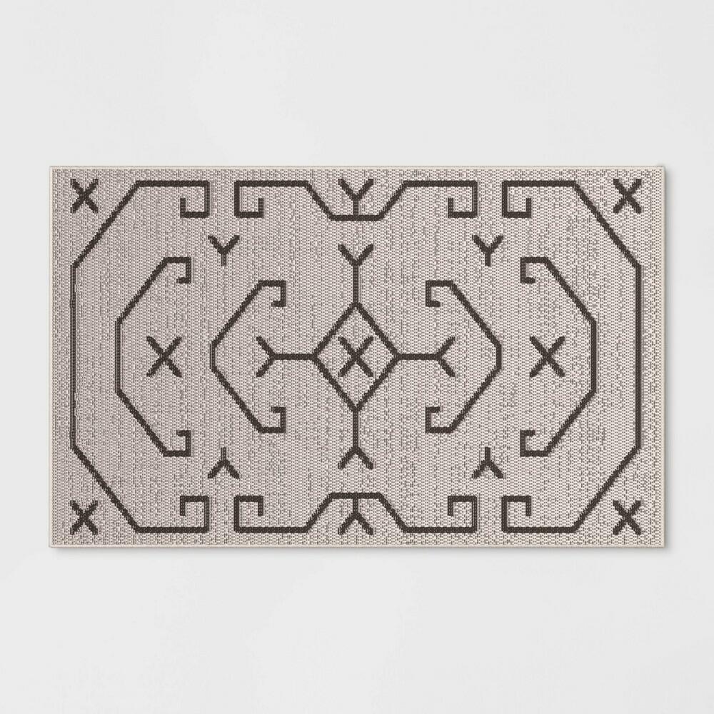 2'7"x4'2" Linear Global Outdoor Rug Ivory/Black - Threshold™