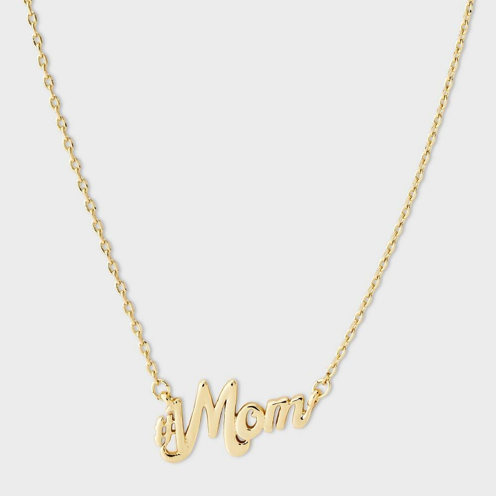 14k Gold Dipped "1 Mom" Nameplate Necklace