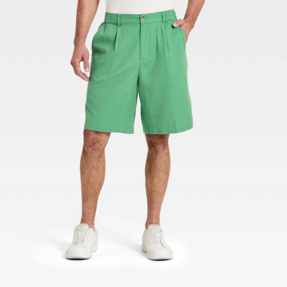 S Goodfellow & Co Men's 10-In Pleated Shorts, Green