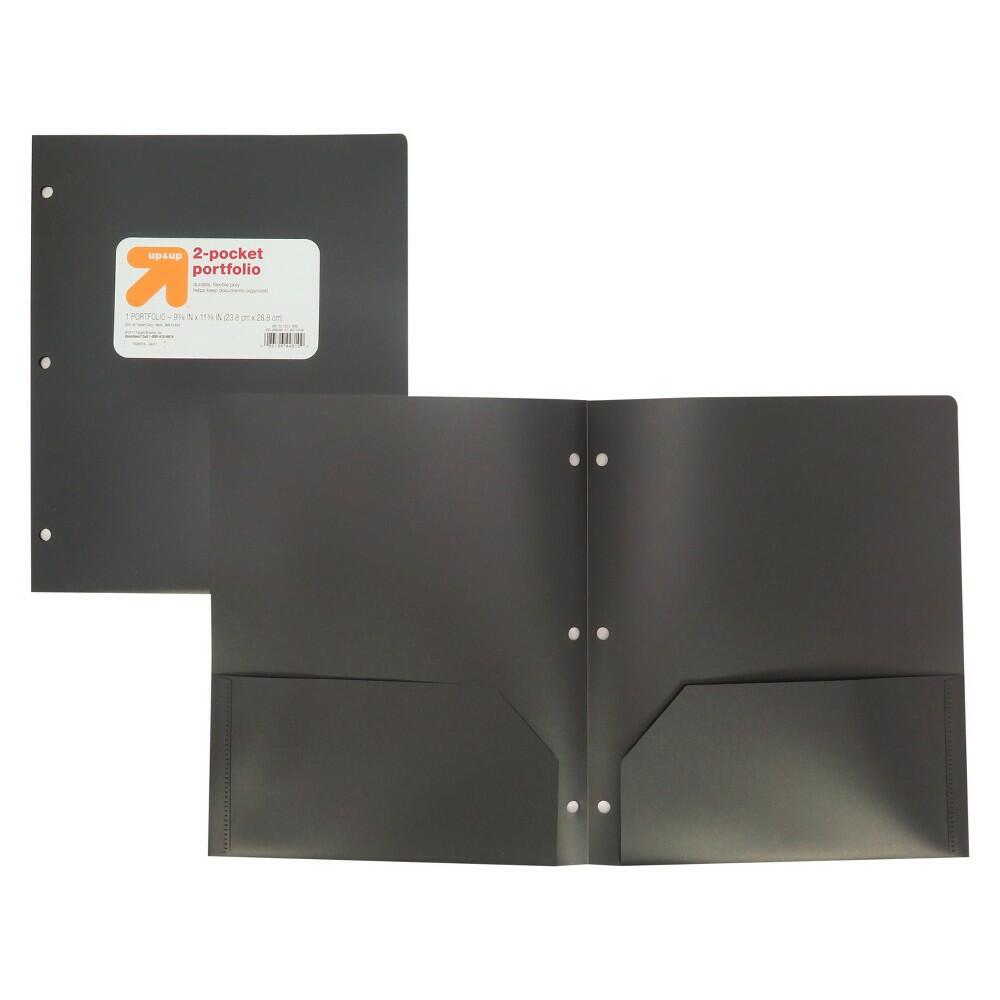 2 Pocket Plastic Folder Black - up&up™