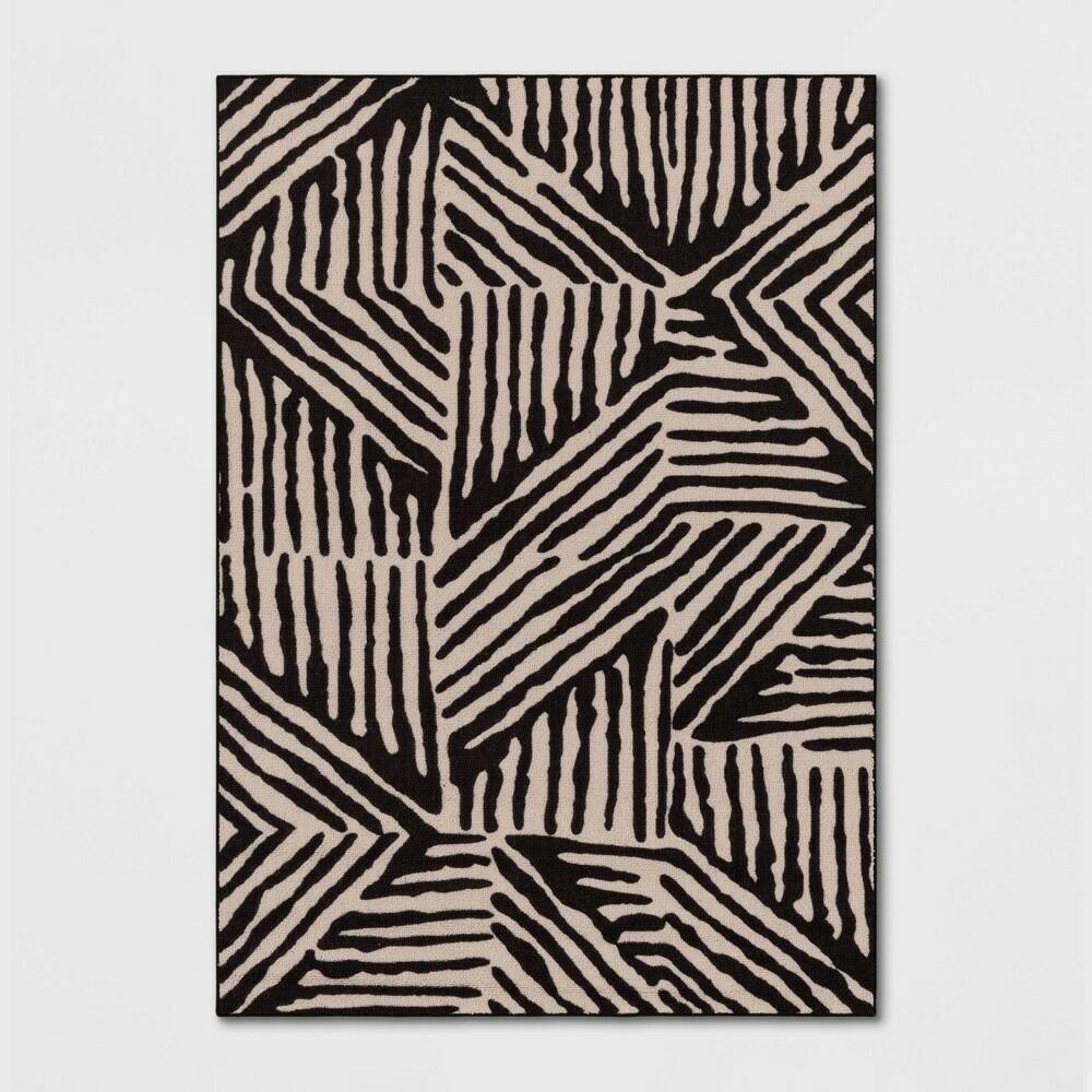 7'x10' Abstract Lines Rug Black/Tan - Threshold