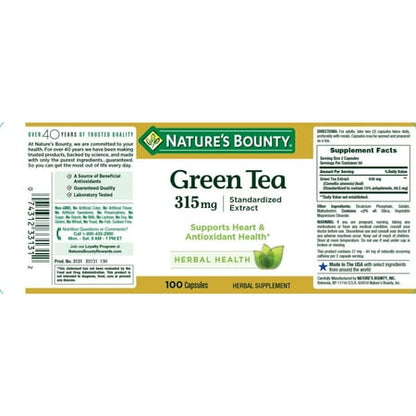 Nature's Bounty Green Tea Extract 315 mg Capsules 100 ct *Exp 04/2026*