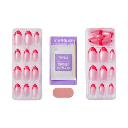 KISS imPRESS Design Press on Nails, My Daydreams, Pink, Medium Almond, 30 Count