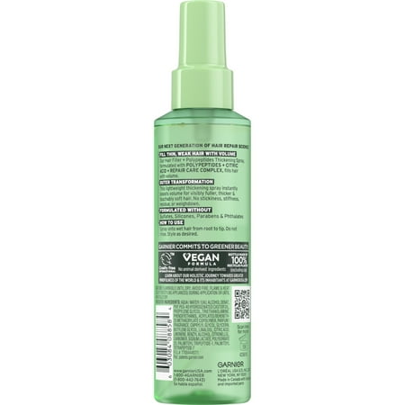 Garnier Fructis Hair Filler Fullness Repair Thickening Spray for Thin Hair, 4.4 fl oz