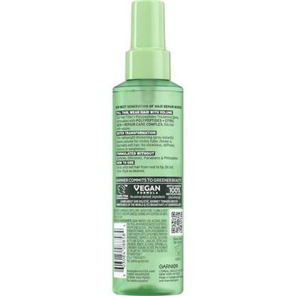 Garnier Fructis Hair Filler Fullness Repair Thickening Spray for Thin Hair, 4.4 fl oz