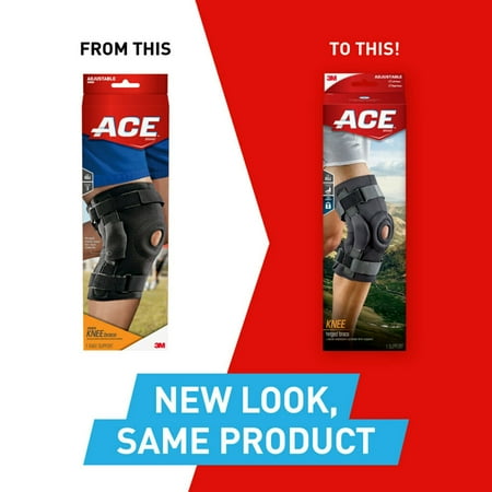 ACE Brand Hinged Knee Brace, Adjustable, Black, *Damaged Box*