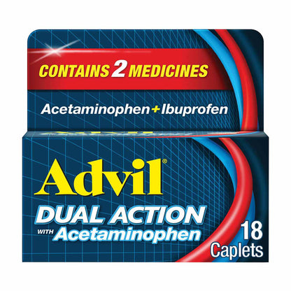 Advil Dual Action Coated Caplets with Acetaminophen, 18 ct *Exp 09/27*