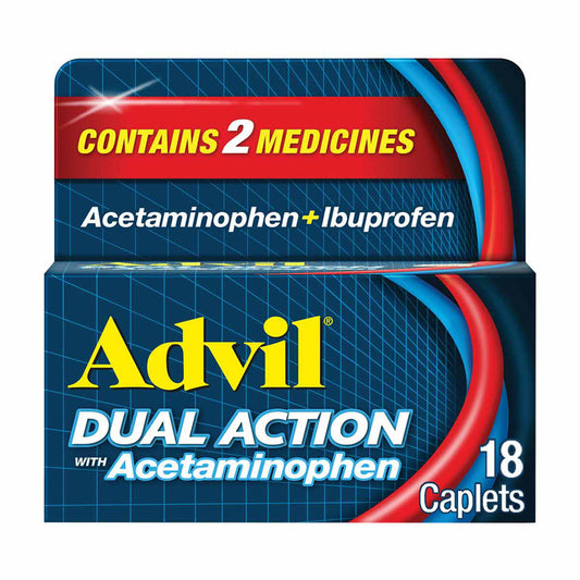 Advil Dual Action Coated Caplets with Acetaminophen, 18 ct *Exp 09/27*