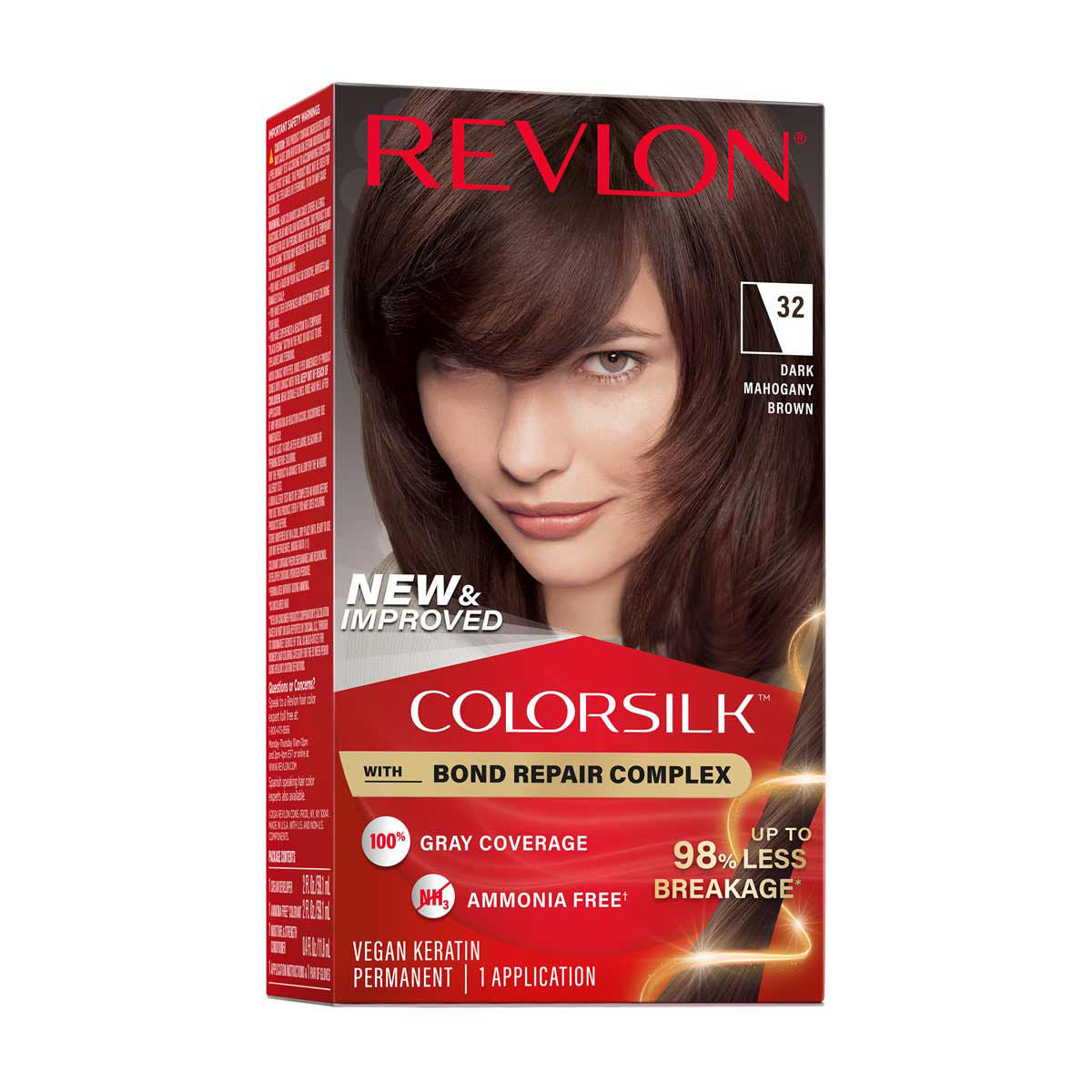 Revlon ColorSilk Permanent Hair Color - 32 Dark Mahogany Brown *Damaged Box*