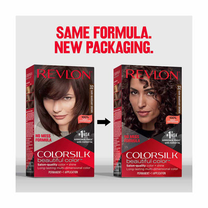 Revlon ColorSilk Permanent Hair Color - 32 Dark Mahogany Brown *Damaged Box*