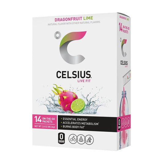 Celsius On-the-Go Packets - Dragonfruit Lime, 2.8 oz - 14 ct