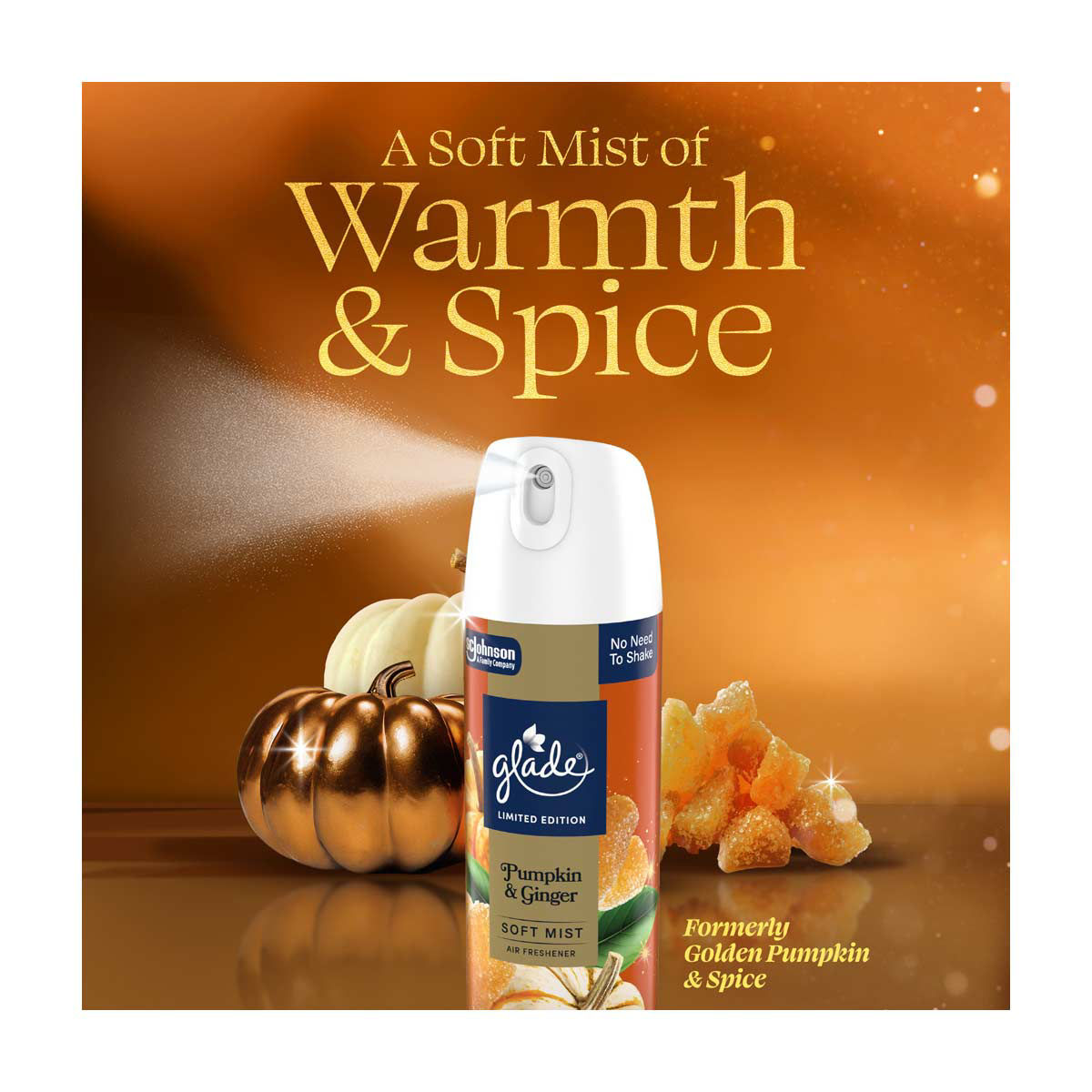 Glade Compressed Gas Air Freshener Aerosol - Pumpkin & Ginger, 8.0 oz *Damaged Bottle*