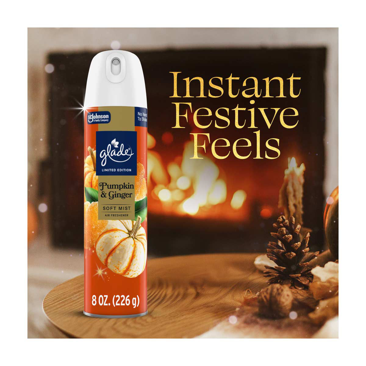 Glade Compressed Gas Air Freshener Aerosol - Pumpkin & Ginger, 8.0 oz *Damaged Bottle*