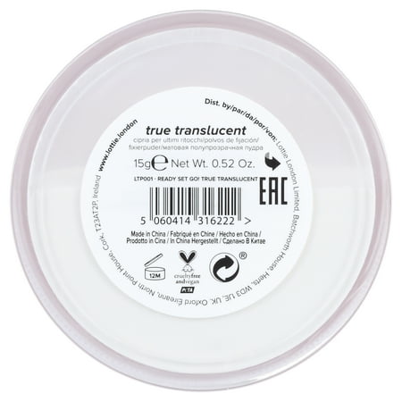 Lottie London Ready Set! Lightweight Makeup Setting Powder, 100% Vegan, True Translucent, 0.52 oz