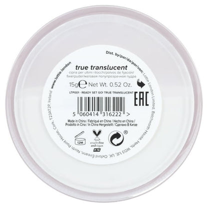 Lottie London Ready Set! Lightweight Makeup Setting Powder, 100% Vegan, True Translucent, 0.52 oz