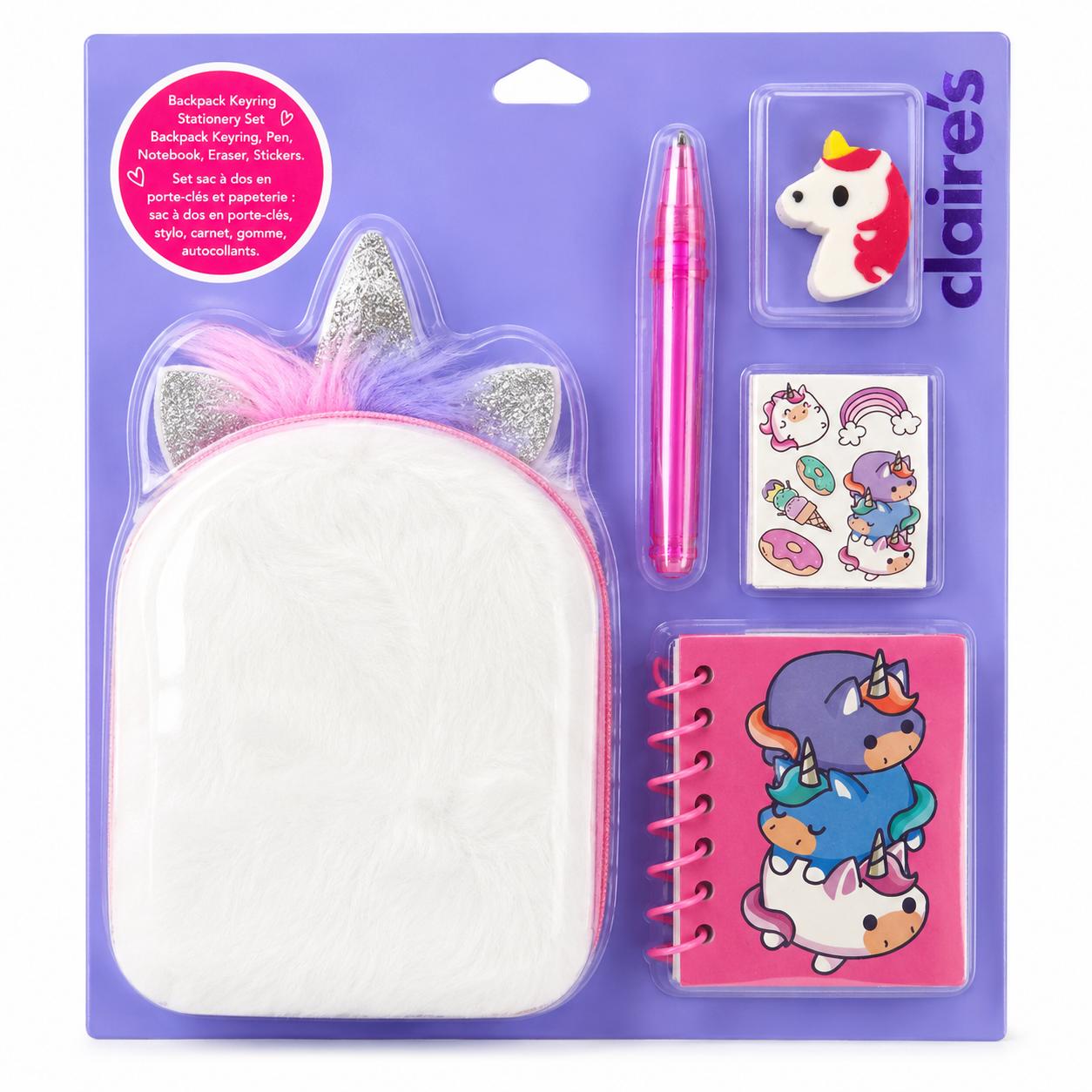 Claire's 5 Piece Unicorn Backpack Keyring Pencil Pouch (Random Color)