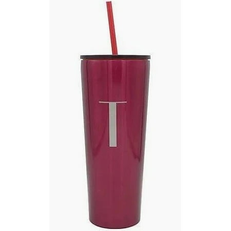 Modern Expressions, Monogram Tumbler T Pink 21,64 oz ( 640 ml)