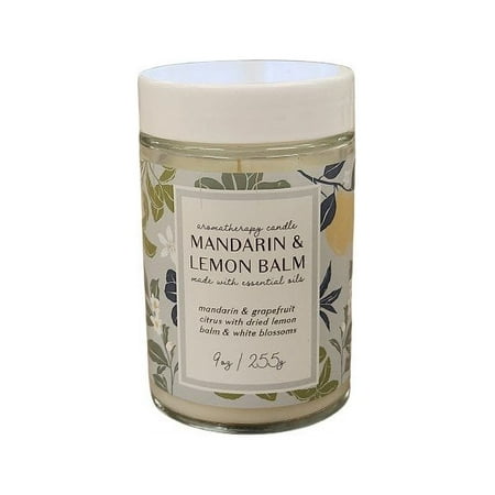 Aromatherapy Candle Mandarin & Lemon Balm Made With Essential Oils 9oz *Damaged Label*