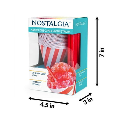 Nostalgia Snow Cone Cups & Spoon Straws, 20 ct