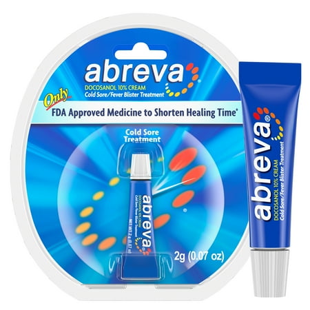 Abreva Docosanol 10 Percent Cold Sore and Fever Blister Treatment Cream Tube, 2G *Exp 5/25*