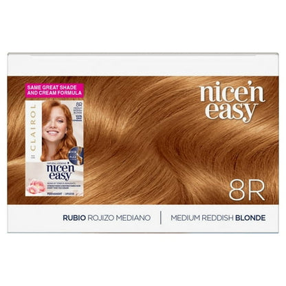 Clairol Nice'n Easy Permanent Hair Color Cream, 8R Medium Reddish Blonde, Hair Dye, 1 Application