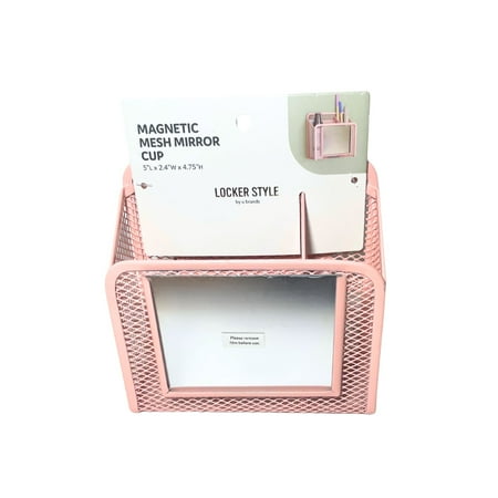 U Brands Magnetic Locker Mesh Mirror Cup in Pink