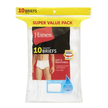 Men's - Hanes Cotton Brief Underwear Pack - White -10-Pack