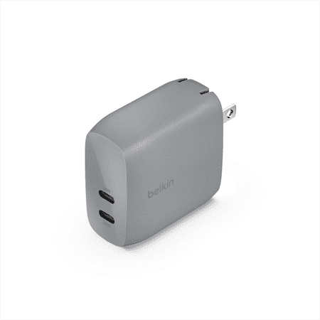 Belkin BoostCharge Dual USB-C Wall Charger with PPS 60W - Compatible w/C to Lightning & C to C Cables - Gray