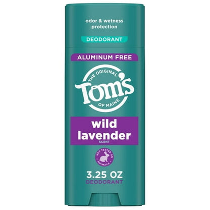 Tom's of Maine Wild Lavender Natural Deodorant, Aluminum Free, Odor & Wetness Protection, 3.25 oz