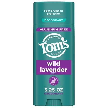 Tom's of Maine Wild Lavender Natural Deodorant, Aluminum Free, Odor & Wetness Protection, 3.25 oz