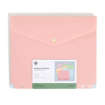U Brands 5ct Binder Pockets Saccharine Fields