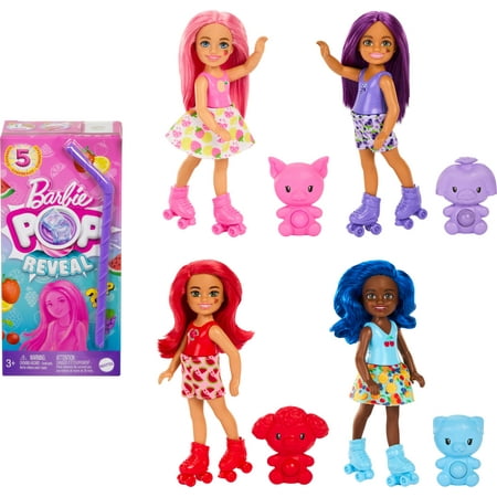 Barbie Pop Reveal Fruit Series Chelsea Doll with 5 Surprises Including Pop-It Pet, Scent & Color Change *Chosen at Random* *Damaged Box*