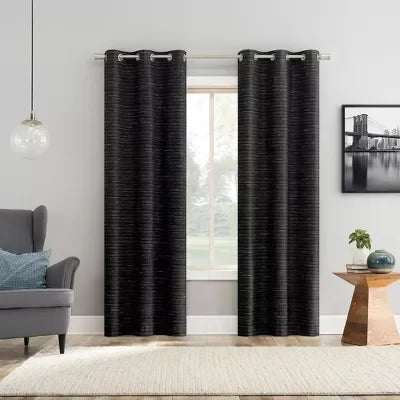 2pc Sun Zero Wylder Texture Thermal Blackout Grommet Curtain Panel Pair