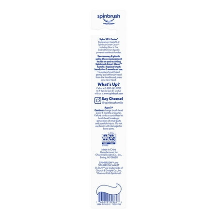 Spinbrush Kids Refill, Soft Bristles, 2 Kids Replacement Heads for Battery Toothbrushes (brush heads only)